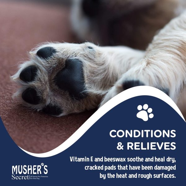 Musher's Secret Dog Paw Wax 60 g (2.1 oz) - Moisturizing Dog Paw Balm that Creates an Invisible Barrier That Protects and Heals Dry Cracked Paws - All-Natural with Vitamin E and Food-Grade Ingredients - Image 6