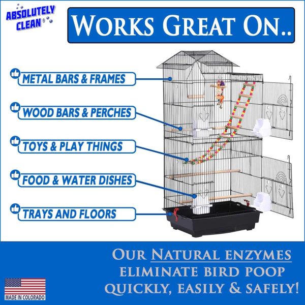 Amazing Bird Cage Cleaner and Deodorizer - Just Spray/Wipe - Safely & Easily Removes Bird Messes Quickly and Easily - Made in The US 16oz Spray (Pack of 1) - Image 3