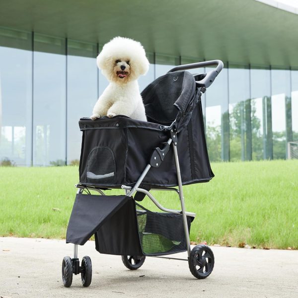 Sweetcrispy Pet Stroller for Dogs and Cats | Foldable, Lightweight, and Durable | Ideal for Small to Medium Pets | Includes Storage Basket and Cup Holders - Image 4