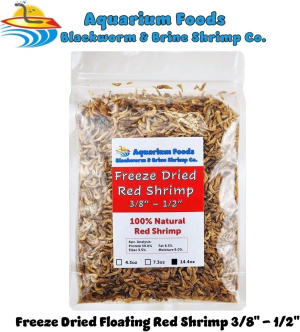 Aquatic Foods Inc. Red Shrimp, 3/8" to 1/2" Floating Freeze Dried Red Shrimp for All Tropical Fish, Cichlids, Catfish, Marines, Pond Fish, Aquatic Turtles, Rodents, Reptiles - 14.4oz Clear Bag - Image 2