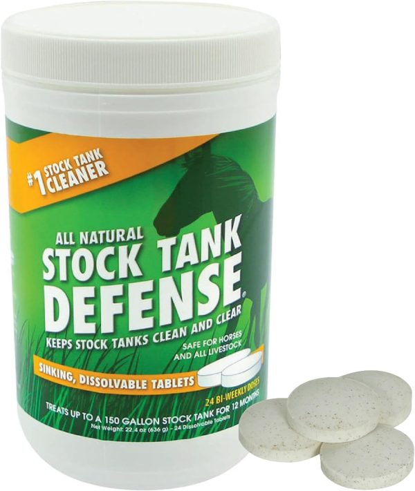 Airmax Stock Tank Defense, Livestock Water Trough Cleaner, Clean Drinking Tanks for Horse, Cattle, Goat & Chicken, Safe & Easy-to-Use Cleaning Tablet Treatment for Farming & Agricultural Use, 24 Tabs