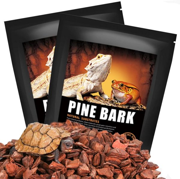 Tfwadmx Reptile Bark Bedding 31.6oz Tortoise Bedding for Habitat Bearded Dragon Substrate Reusable Pine Chips Bedding for Geckos, Lizards, Turtles Snakes, Hermit Crabs