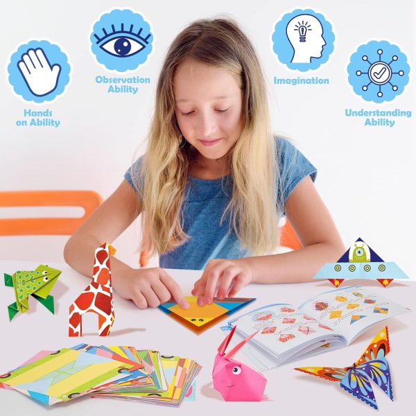 Aigybobo Origami Paper Set, 308PCS Kids Craft Paper Kit with Instructional Book for Girls Age 6,7,8,9,10,11,12, Art Projects Supplies for School Class Craft Lessons- Christmas Gifts for Boys&Girls - Image 6