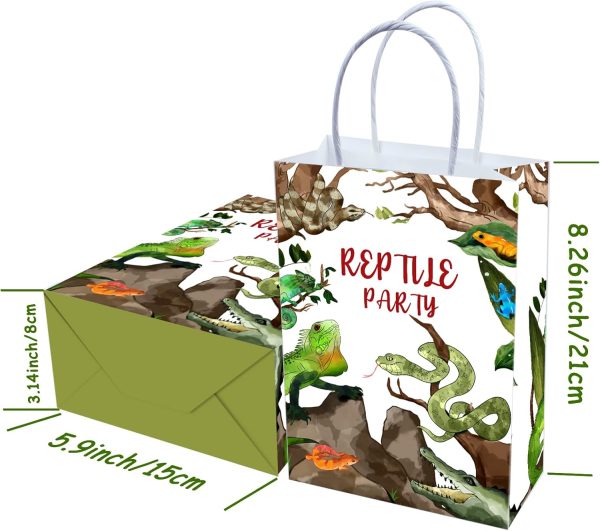 16 Pieces Reptile Goodie Bags for Reptile Birthday Party Supplies,Lizard Snake Crocodile Gift Snacks Treat Candy Party Favors Bags for Kids Adults Reptile Theme Party Decorations - Image 7