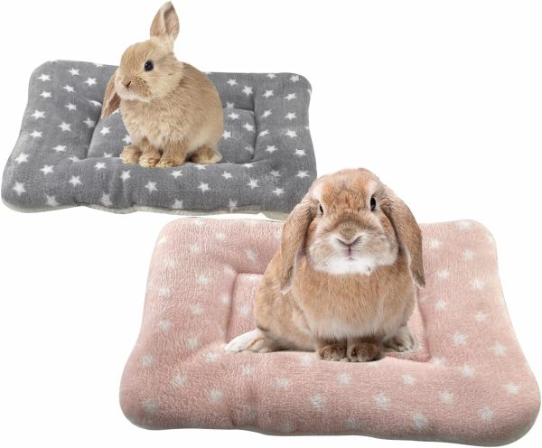 MANSHU Small Animal Plush Bed, Bunny Bed, for Bunny, Squirrel, Hedgehog, Pink and Gray 2Pcs.