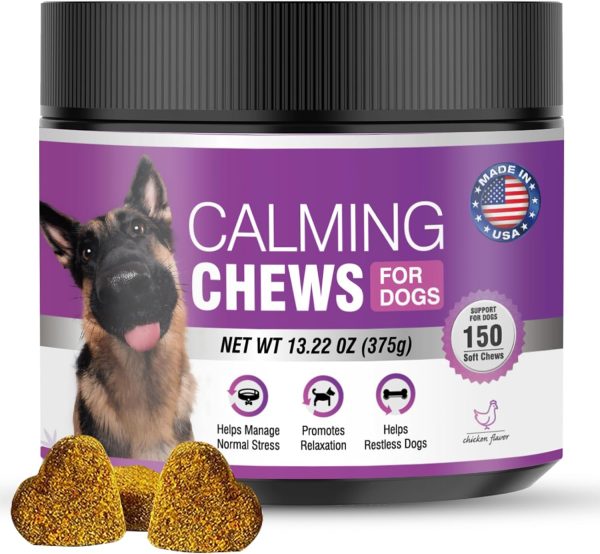 Hemp Calming Chews for Dogs 150PCs Dog Calming Treats and Bites with Hemp Oil - Anxiety and Stress Relief for Dogs Puppy Melatonin Sleep Aid Calm Dog, Noise, Thunder, Barking, Separation, Chewing