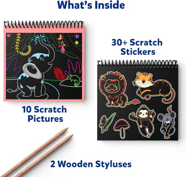 Skillmatics Magical Scratch Art Book for Kids - Animals, Craft Kits, Stocking Stuffers, DIY Activity & Stickers, Christmas Gifts for Toddlers, Girls & Boys Ages 3, 4, 5, 6, 7, 8 - Image 2