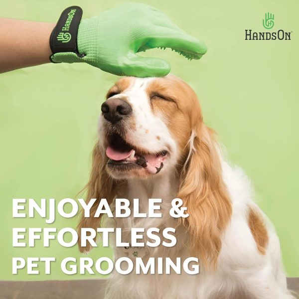 H HandsOn Pet Grooming Gloves - Patented #1 Ranked, Award Winning Shedding, Bathing, & Hair Remover Gloves - Gentle Brush for Cats, Dogs, and Horses (Mono Purple, Large) - Image 2