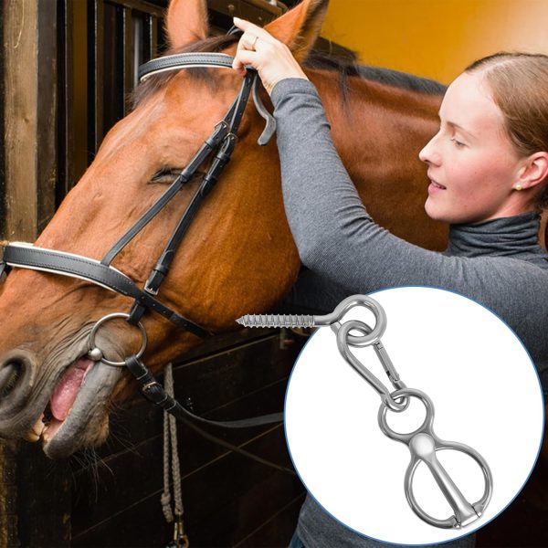 Horse Tie Ring, 4 Sets Horse Tack and Supplies, Stainless Steel Safe Horse Accessories Training Equipment with Eye Bolt and Snaps Saddle - Image 4