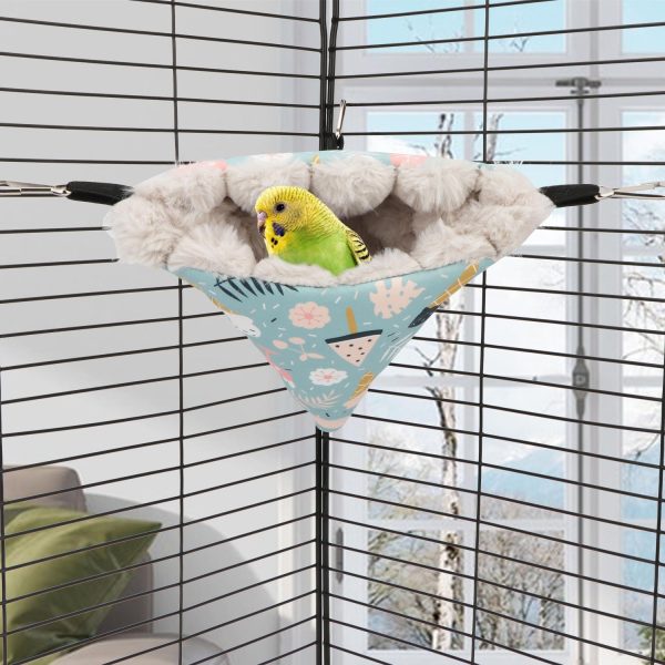 Wontee Bird Nest House Winter Warm Hanging Hammock Bird Bed Snuggle Hut for Parakeets Budgies Caique Conures Cockatiels (Small, Blue) - Image 3