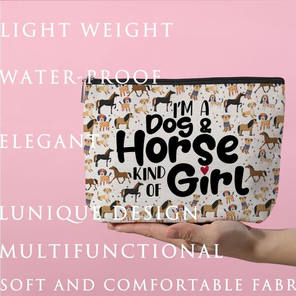 ZHAMEN Horse Stuff Makeup Bag Dog Mom Gifts Makeup Pouch Horse Gifts Cowgirl Gifts for Women Gifts for Horse Lovers Dog Lover Gifts Birthday Christmas for Animal Lovers Cosmetic Travel Bag - Image 4