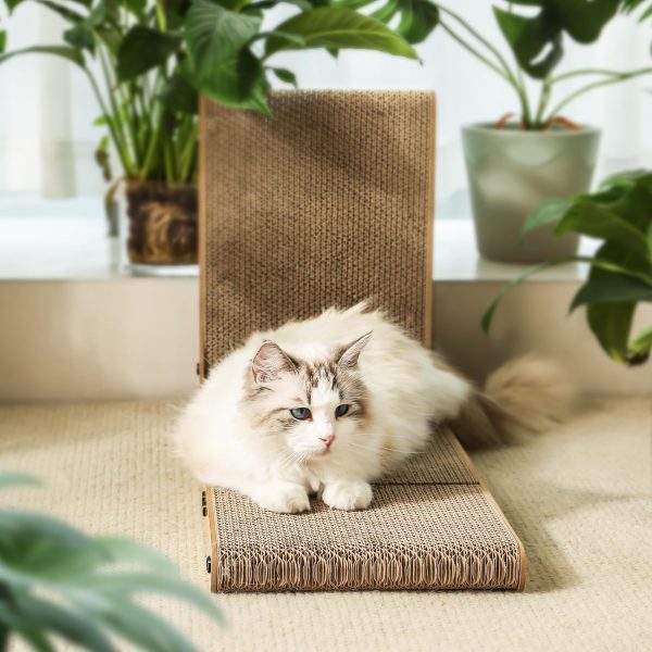 Cat Scratcher, Cat Scratching Post, Cardboard Cat Scratching Board with Ball Toy, Large Vertical L Shape Cat Scratcher Scratch Pads Cat Toys for Indoor Cats, Catnip - Image 7