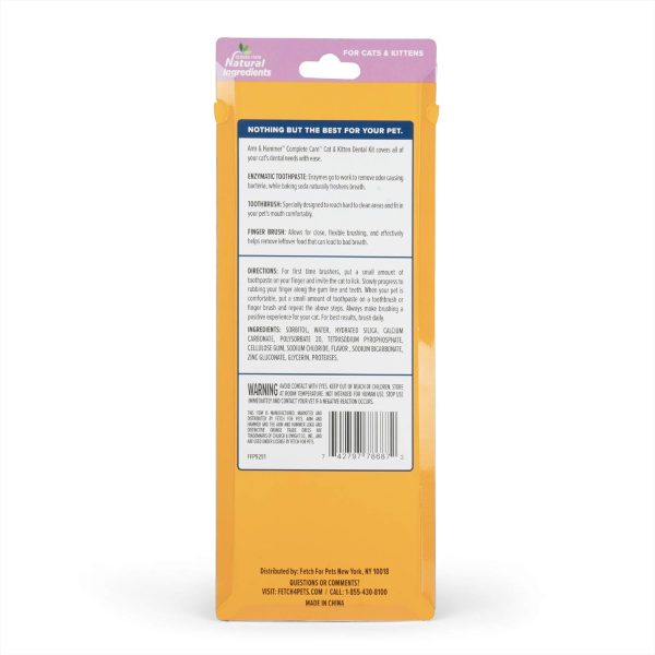 Arm & Hammer for Pets Complete Care Cat & Kitten Dental Kit | Includes 2.5 oz Tuna Flavor Enzymatic Cat Toothpaste, Cat Toothbrush, and Rubber Finger Brush for Cats - Image 6