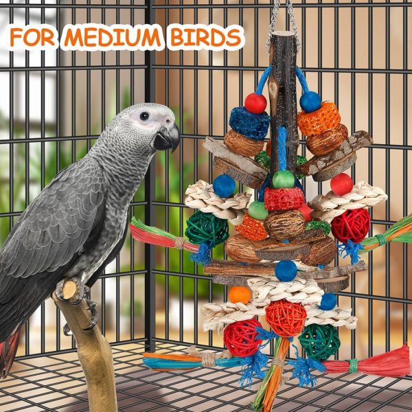 Bird Toys,Parrot Toys Exciting Chewing Fun for Parakeets,Cockatiels,Conures,Lovebirds,African Gray Cockatoos Amazon And Other Small Medium-Sized Parrot Natural Corn Cob Sturdy Nut (old bark) - Image 3