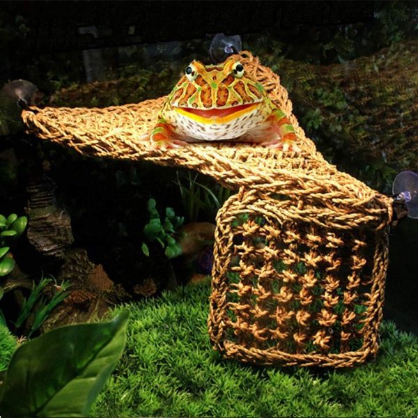 PIVBY Bearded Dragon Hammock Reptile Lounger Climbing Toys Seagrass Fiber Habitat Tank Accessories for Chameleon, Lizards, Geckos, Snakes, Lguana, Amphibian Reptiles Habitats (11.02" x 7.87" 2 PCS) - Image 3