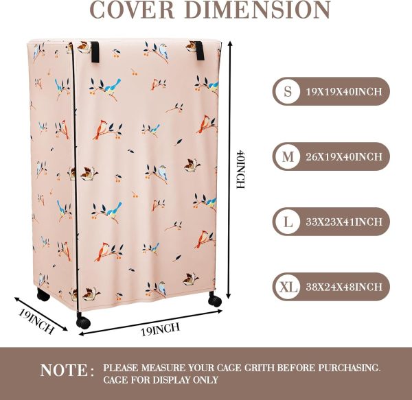 Tchvt Nighttime Bird Cage Covers - with Zipper Panel Blackout Birdcage Cover for Winter Universal Breathable Large Pet Cage Cover for Bird (Bird Designs, 19x19x40 inch) - Image 4