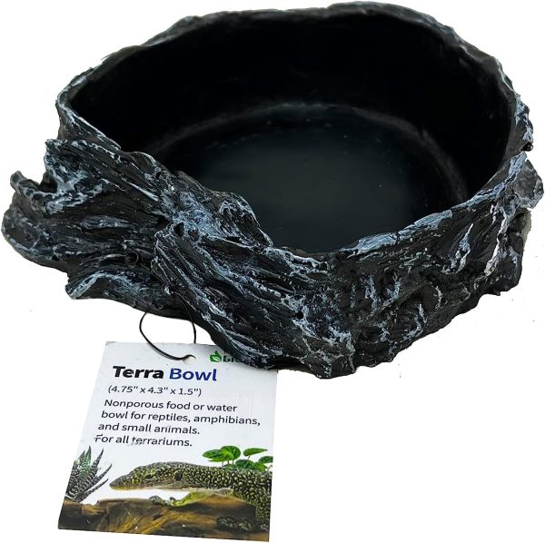 The Bio Dude Terra Water and Food Bowl for Reptiles, Amphibians, Small Mammals and Arachnids. Looks Natural and Animal Safe