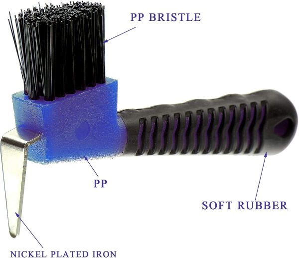 4Pcs Horse Hoof Pick Brushes, with Soft Touch Rubber Handle - Image 4