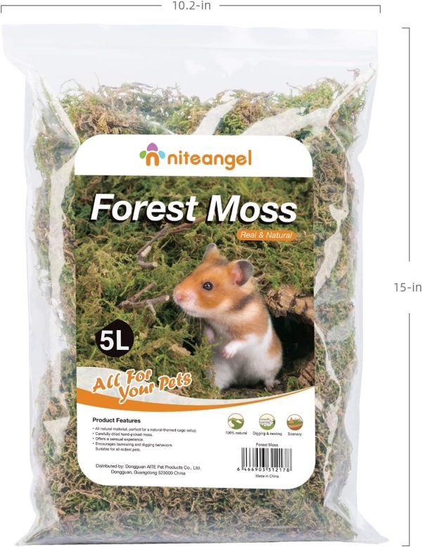 Niteangel 5L Forest Moss Soft Natural Moss Bedding Nesting for Dwarf Syrian Hamsters, Gerbils, mices, Degus or Other Small Animal - Image 5