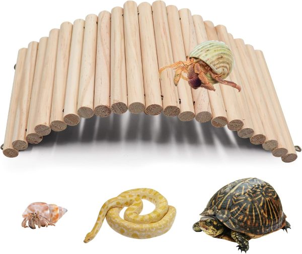 Reptile Hideout, Wooden Hermit Crab Climbing Toys, Reptile Tank Habitat Decor, Bendable Ladder Bridge Tunnel Toys for Lizard Chameleon Hamster Rats Chinchilla Guinea Pig Rabbit Bearded Dragon - Image 4