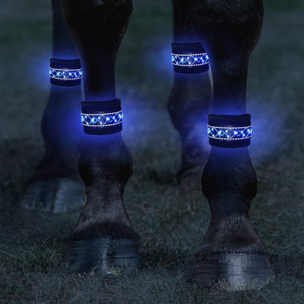 Rubor LED Horse Boots 4pcs, Night Horse Riding Equipment, LED Horse Tack, Adjustable Visibility Equestrian Safety Gear, Outdoor Sports Equestrian Equipment