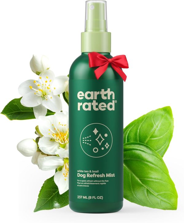 Earth Rated Dog Deodorizing Spray, Conditioning & Odor-Eliminating Dog Perfume, for All Coat Types, Refreshing White Tea & Basil Scent, 8 oz.