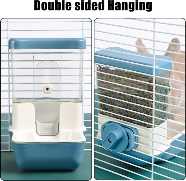 Hanging Automatic Food Dispenser, 27oz Large Capacity Hanging Pet Cage Feeder for Rabbit Bird Chinchilla Hedgehog Guinea Pig Ferret Kitty Puppy (Gray) - Image 4