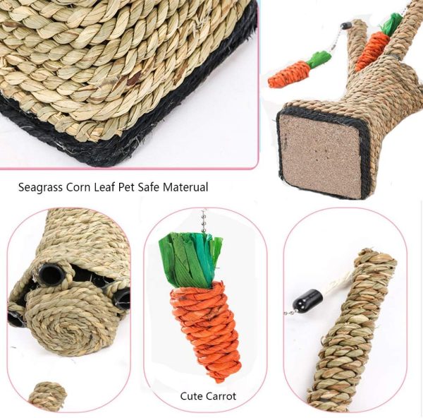 Hamiledyi Pet Rabbit Toy Tree Bunny Fun Chew Toy Rattan Grass Scratcher Climbing Tree Play Carrot Toy for Small Animal - Image 4