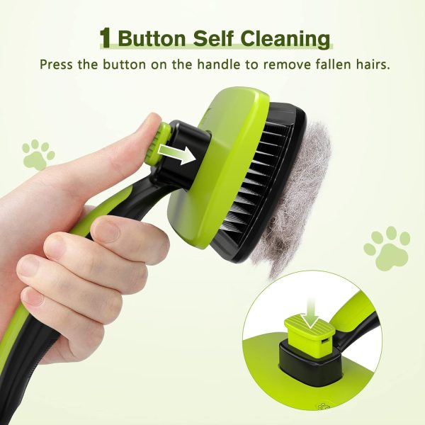 Pecute Self-Cleaning Slicker Brush for Dogs, Cats, Lightweight Dog Brush for Shedding Massaging Grooming, Cat Brush Gently Removes Loose Fur Undercoat for Small Dogs Cats Rabbits of All Hair Types - Image 2