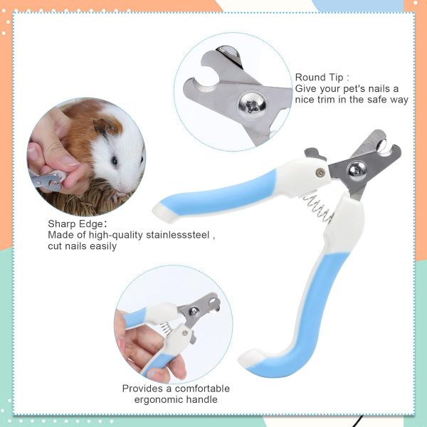 8 PCS Small Animal Grooming Kit - Brush, Slicker Brush, Massage Glove, Nail Clipper, Flea Comb, and Double-Sided Comb for Pets - Image 4