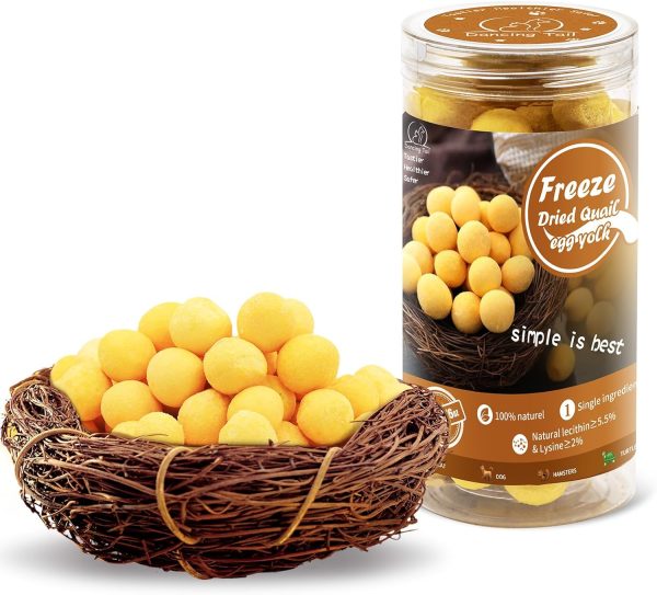 Freeze Dried Cat and Dog Treats, Limited Ingredient Quail Egg Yolk Healthy Tasty Snacks for Training (4.6 Ounce)