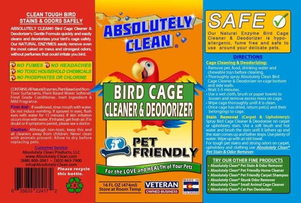 Amazing Bird Cage Cleaner and Deodorizer - Just Spray/Wipe - Safely & Easily Removes Bird Messes Quickly and Easily - Made in The US 16oz Spray (Pack of 1) - Image 7