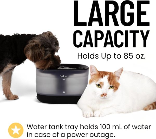 Veken Cat Water Fountain, 84oz/2.5L Automatic Pet Water Fountain Dog Water Dispenser with a Detachable Water Tank, Easy Cleaning for Cats, Dogs (Black) - Image 4