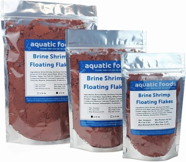 Aquatic Foods Inc. Brine Shrimp Flakes for Freshwater Cichlids, Angels, Tetras, Guppies, Marine Tangs, Butterflies, Angelfish, Anthias, Clown Fish. WL…2-lbs Poly Bag