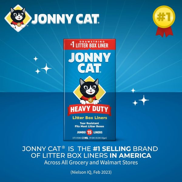 Jonny Cat Litter Box Liners: Heavy Duty - Tear & Leak Resistant - Drawstring Close - Jumbo, 15 Count - Image 7