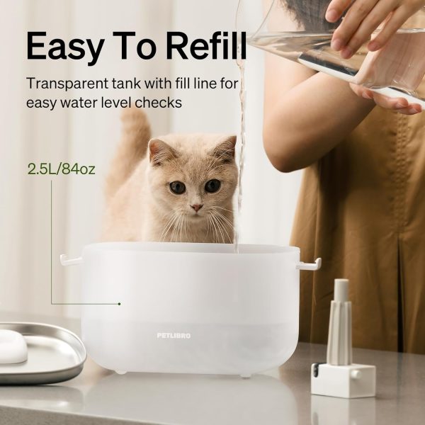 PETLIBRO Cat Water Fountain Stainless Steel with Wireless Pump, 2.5L/84oz Dockstream Automatic Pet Water Fountain for Cats Inside, Easy to Clean, BPA-Free Dog Water Dispenser with Two Flow Modes - Image 3