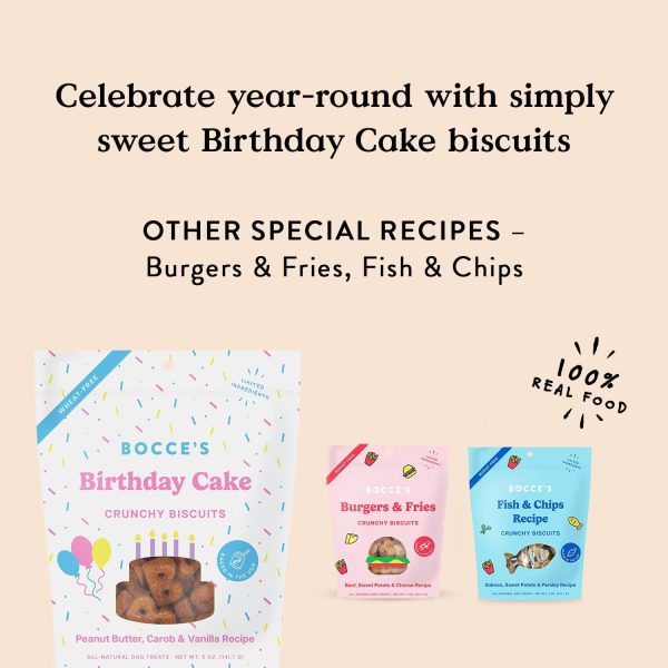 Bocce's Bakery Birthday Cake Treats for Dogs - Special Edition Wheat-Free Dog Treats, Made with Real Ingredients, Baked in The USA, All-Natural Peanut Butter Vanilla Biscuits, 5 oz - Image 4