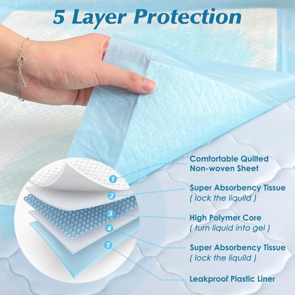 50 Count 30” x 36” Super Absorbency Disposable Underpads, Leakproof Quick Drying, Baby Puppy & Adults Bed Pads Disposable Adults, Dog Pee Pads Extra Large, XXL Incontinence Pads - Image 2