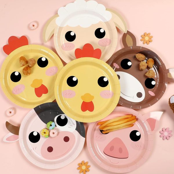 50 Count Farm Animals Party Paper Plates Farm Animal Shaped Disposable Plates Farm Birthday Plates Cake Animal Theme Party Plates for Birthday Baby Shower Farm House Fun Barnyard Animals Party Favors - Image 4