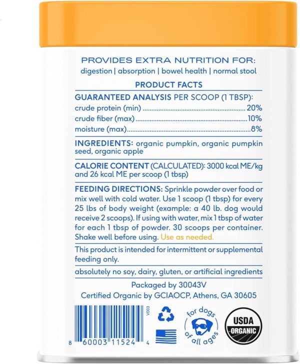 Native Pet Organic Pumpkin for Dogs (8 oz) - All-Natural, Organic Fiber for Dogs - Mix with Water to Create Delicious Pumpkin Puree - Prevent Waste with a Canned Pumpkin Alternative! (8 oz) - Image 2