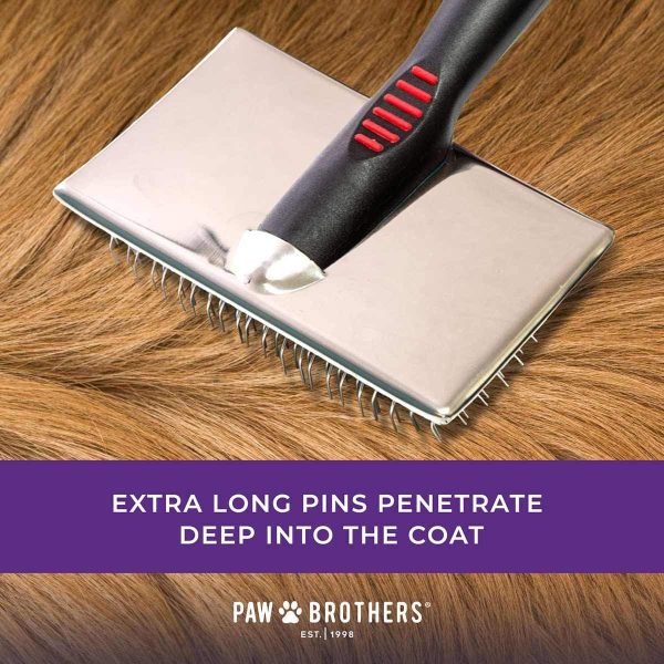 Paw Brothers Professional Grade Extra Long Slicker Brush - Ergonomic Handle, Removes Loose Undercoat and Tangles for Dogs - Image 4