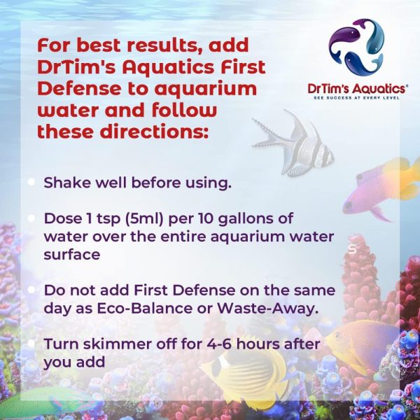 DrTim's Aquatics First Defense for Saltwater Aquariums – Stress Relief & Immune System Support with Vitamins Immunostimulants Fish Tanks 8 oz. - Image 4