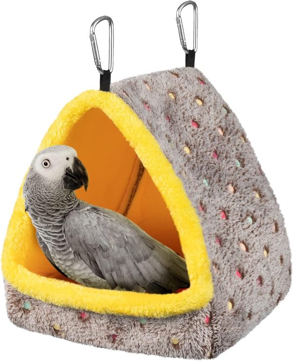 MEWTOGO Large Winter Warm Bird Nest House, Comfortable Bird Bed for Cage with Mat, Hanging Hammock Shed Hideaway Hut Gift for Macaws African Grey Amazon Parrots