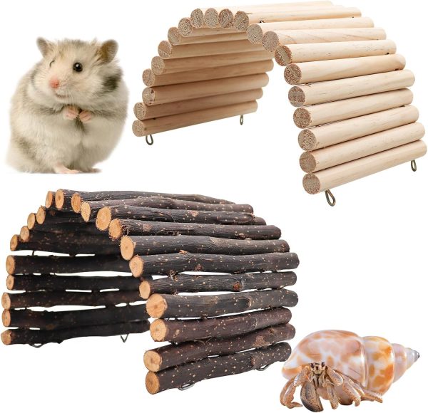 Reptile Hideout, Wooden Hermit Crab Climbing Toys, Reptile Tank Habitat Decor, Bendable Ladder Bridge Tunnel Toys for Lizard Chameleon Hamster Rats Chinchilla Guinea Pig Rabbit Bearded Dragon - Image 5