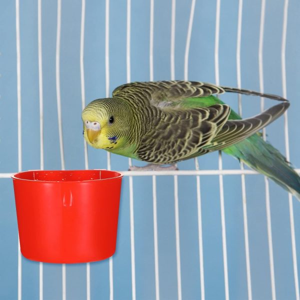 30 Pcs Cage Cups Birds Feeders Bird Water Dispenser Hanging Quail Waterer Plastic Chicken Feeding Watering Dish for Small Coop Parrot Parakeet PET Poultry Pigeon Gamefowl Food Seed Bowl Supplies, Red - Image 4