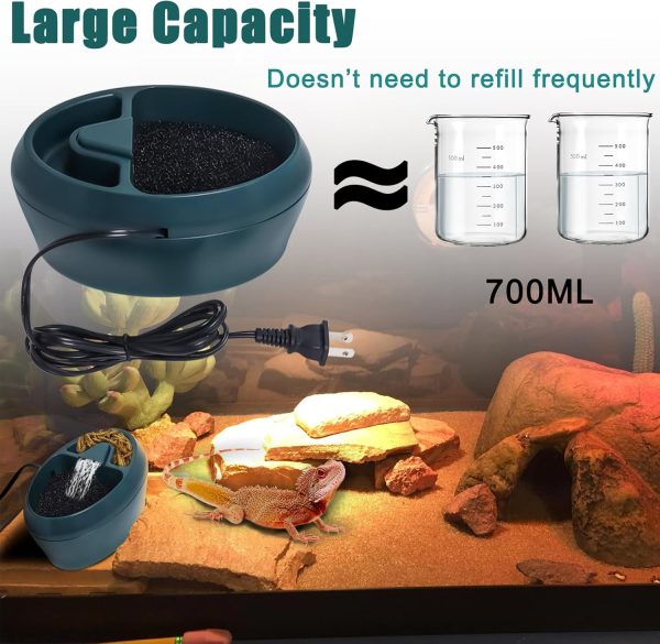 Reptile Chameleon Waterfall Drinking Fountain, Food Bowl Water Cantina Dripper Feeder, Amphibians Insects Bearded Dragon Gecko Lizard Turtle Frog Snake Water Dispenser by Hoqqf - Image 5