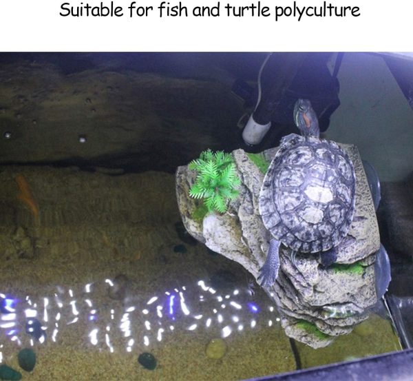 kathson Turtle Basking Platform with Suction Cups Tortoise Climbing Step Ledge Aquarium Ornament Rock Turtle Floating Dock Resting Basking Terrace for Amphibians Reptile (Yellow) - Image 3