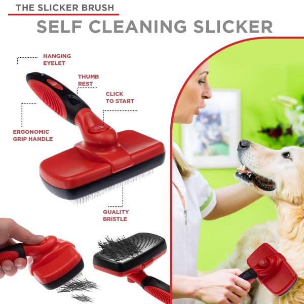 Complete Professional Pet Grooming Kit - Self Cleaning Slicker Brush for Dogs & Cats - Pro Grooming Brush Effectively Reduces Shedding Fur |Hair Remover Brush Gloves - Combo Gift Set - Image 3