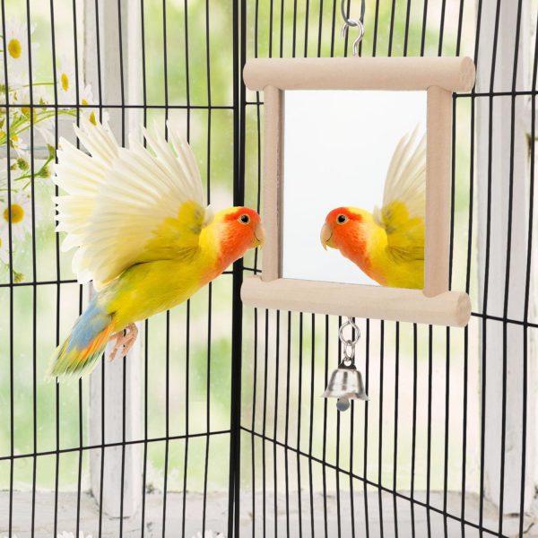 Hypeety Pet Bird Mirror with Bell Interactive Parrot Toy for Parrot Macaw African Greys Budgies Cockatoo Parakeet Cockatiels Conure Lovebird Cage Bells Mirror (C) - Image 6