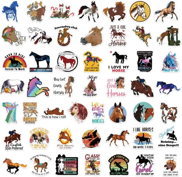 Horse Stickers, Horse Riding Stickers Pack, 50Pcs Funimost Vinyl Waterproof Stickers for Laptop Water Bottle, Cute Animals Party Supplies (Horse) - Image 6